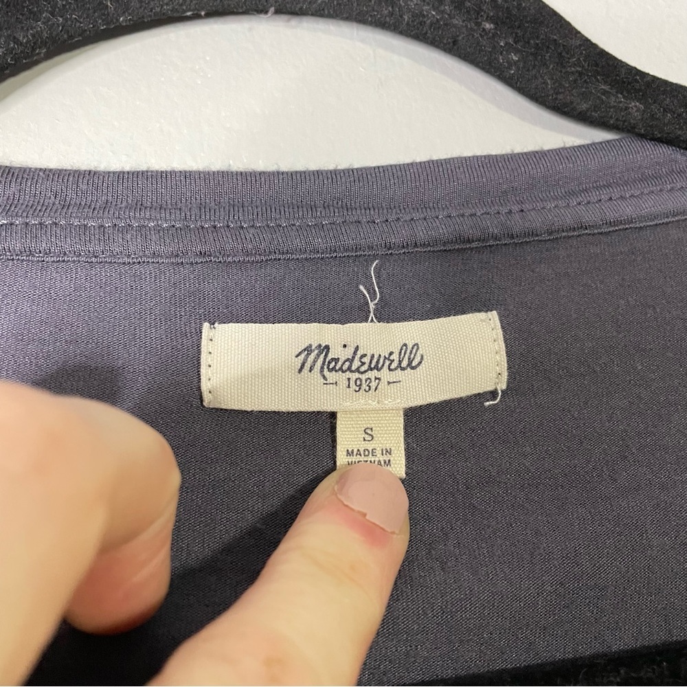 Madewell Grey Stretchy V Neck Long Sleeve Casual Loose Fit Blouse Size Small - Picture 3 of 7